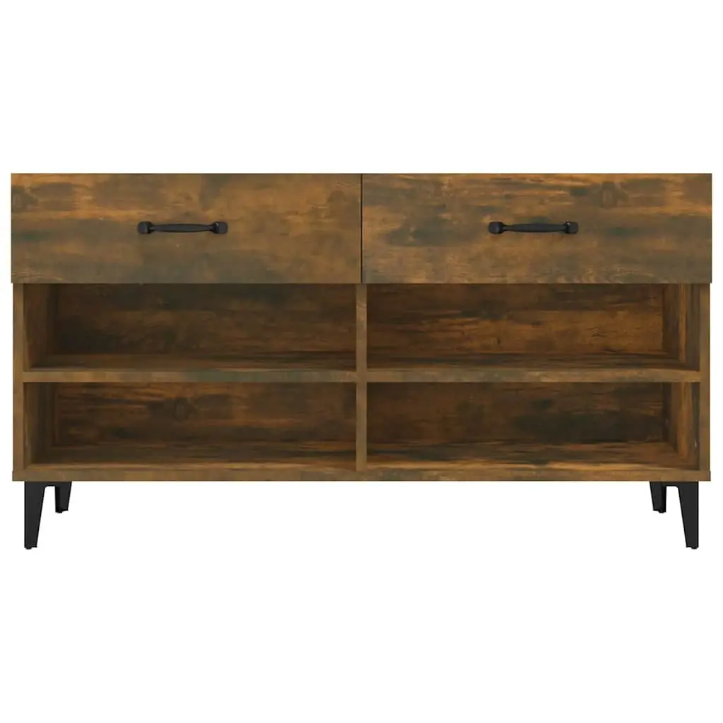 Shoe Cabinet Brown 102x35x55 cm Storage Organiser 2 Drawers 4 Compartments