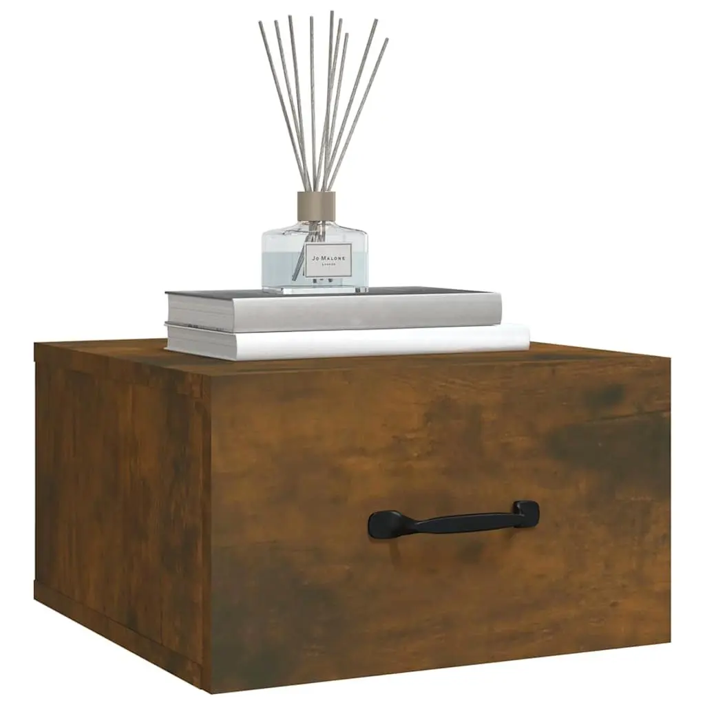 Wall-mounted Bedside Cabinet 2 pcs Brown Floating Storage Bedroom Nightstand