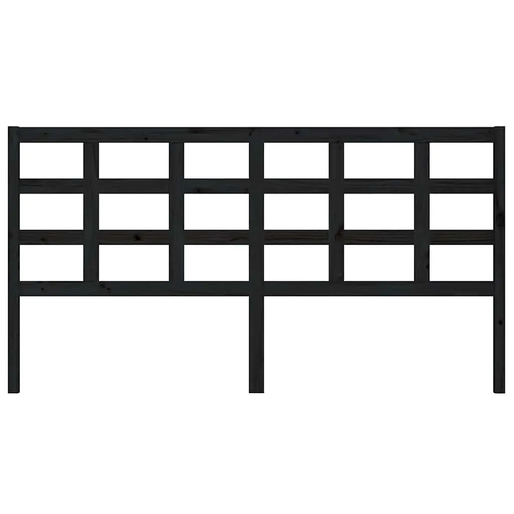 Bed Headboard Black 185.5 cm Solid Pine Wood Bedroom Furniture Headrest Panel