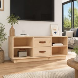 TV Cabinet 100x34x40 cm Solid Pine Wood Media Unit Living Room Storage