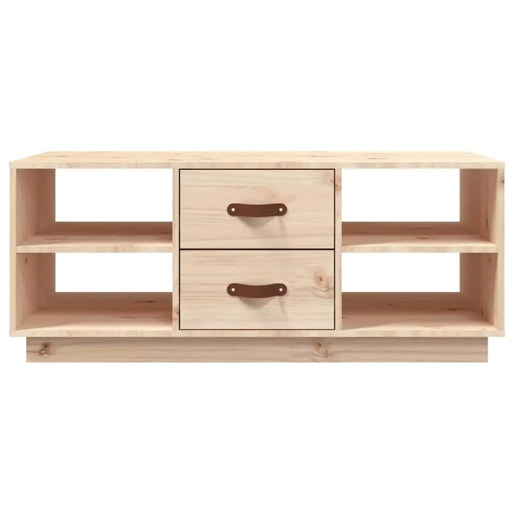 Coffee Table 100x50x41 cm Solid Pine Wood with Storage Drawers and Shelves Brown