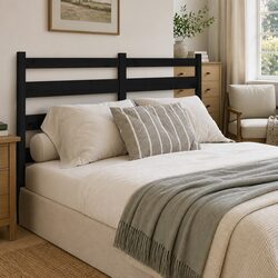 Enhance Your Bedroom with This Black Slatted Bed Headboard