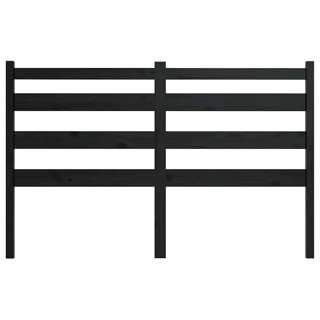 Wooden Bed Headboard 141cm Black Slatted Pine Modern Bedroom Furniture Support