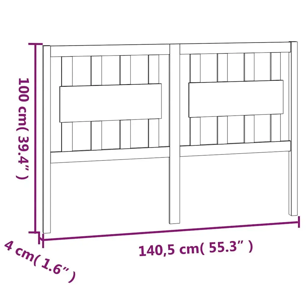 Bed Headboard Black 140.5 cm Solid Wood Pine Bedroom Furniture Rustic Design
