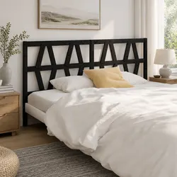 Black Bed Headboard 186 cm: Stylish Slatted Pine Design