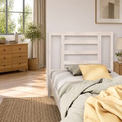 Bed Headboard White 96 cm Solid Pine Wood Slatted Design Bedroom Furniture