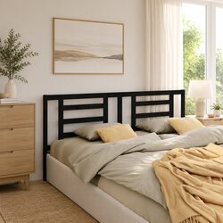 Enhance Your Bedroom with Black Wooden Bed Headboard 186 cm