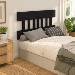 Bed Headboard Black 138.5 cm Solid Pine Wood Bedroom Furniture Rustic Design