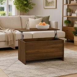 Stylish Brown Oak Lift Top Coffee Table for Living Spaces