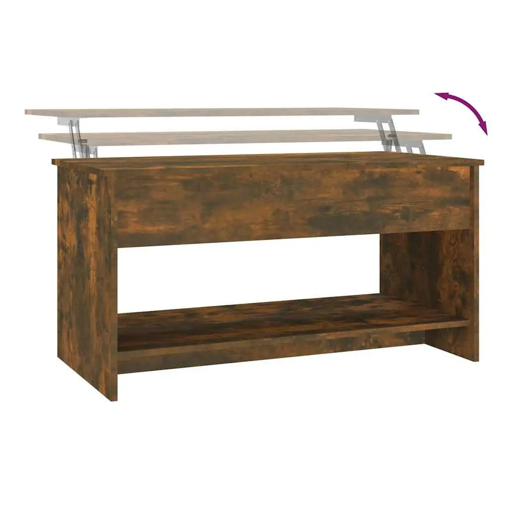 Coffee Table Brown Engineered Wood Lift-Top Storage Compartment