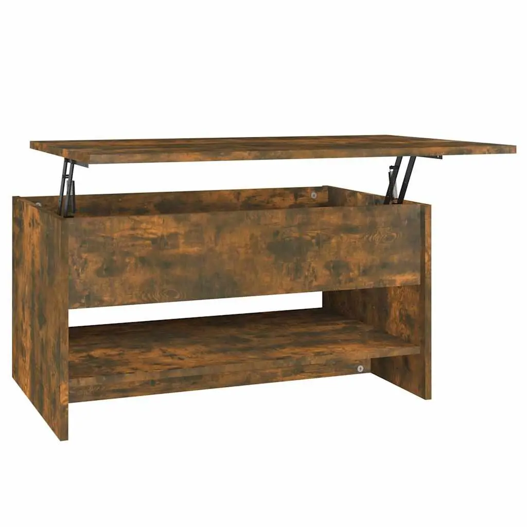 Coffee Table Smoked Oak Adjustable Liftable Top Hidden Storage Modern