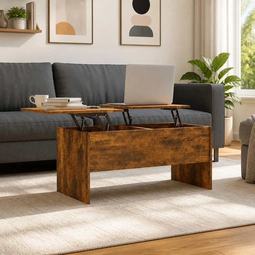 Coffee Table with Lift-Top Storage Compartments Modern Accent Table Brown