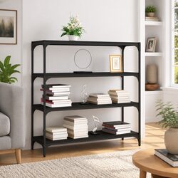 Book Cabinet Storage Shelf 100x33x100cm Industrial Style 4 Shelves Black