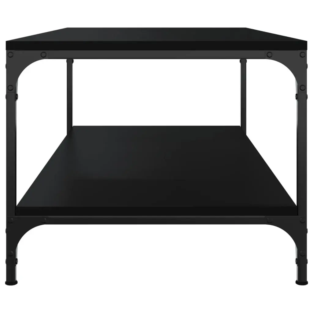 Coffee Table Black Industrial Style Engineered Wood Storage