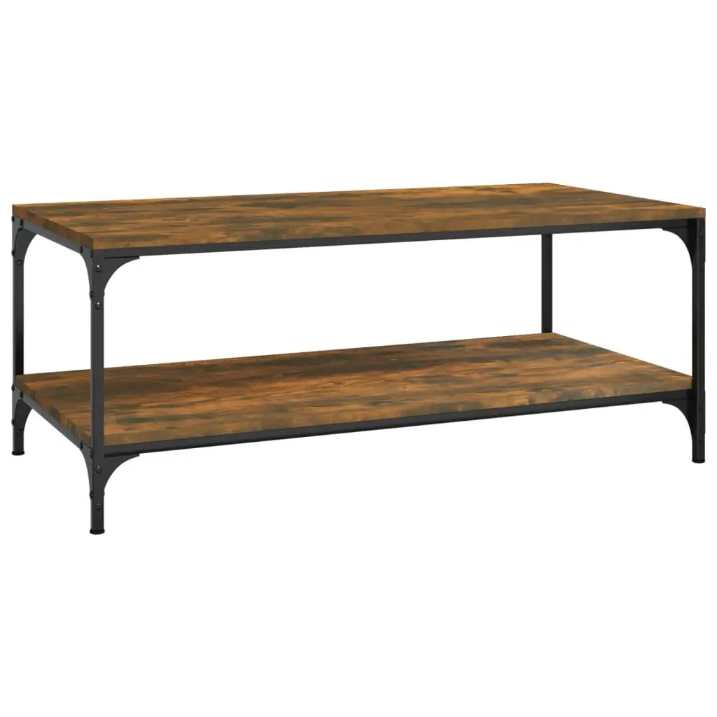 Coffee Table 100x50x40cm Brown Engineered Wood Steel Frame with Storage