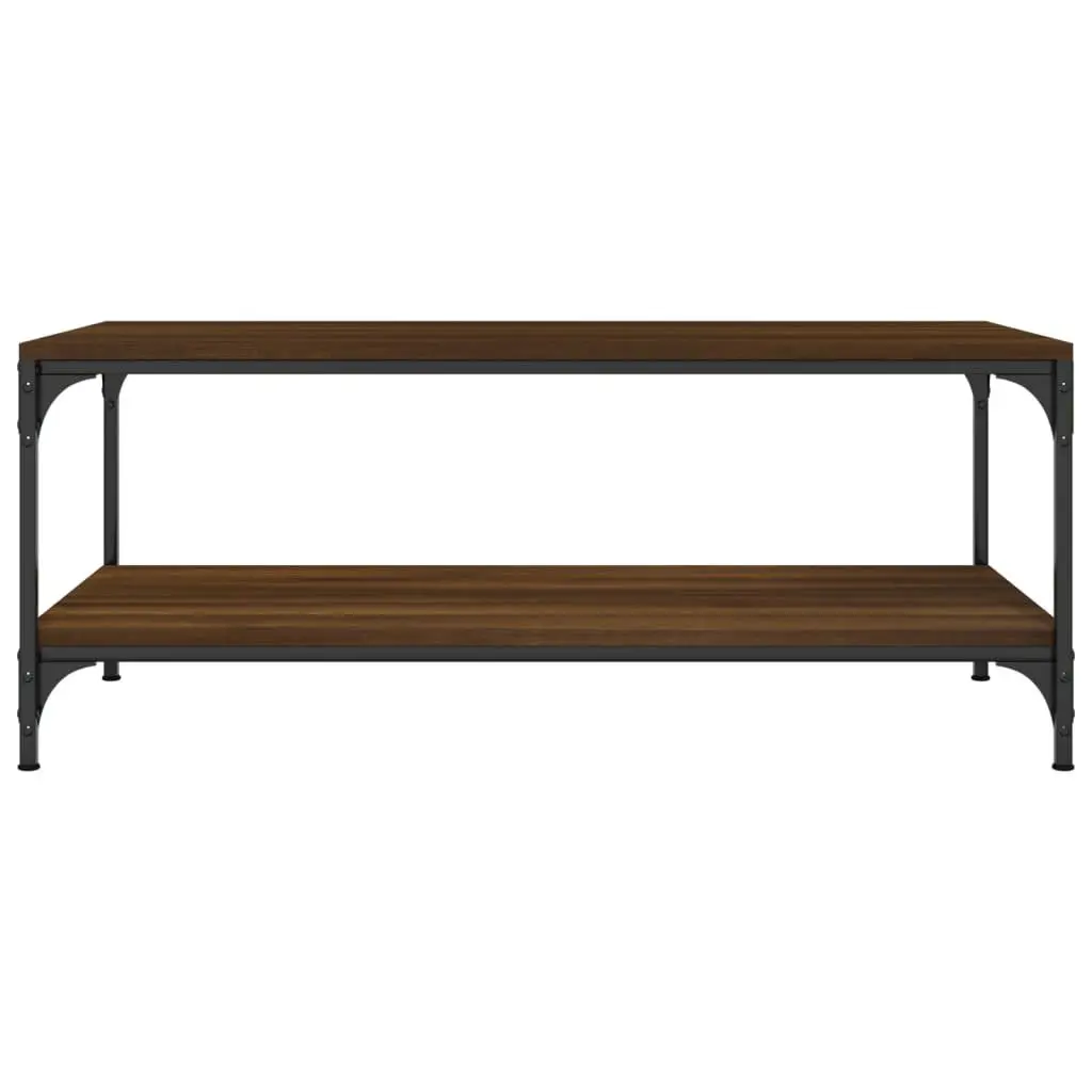 Coffee Table 100x50x40 cm Brown Oak Engineered Wood Steel Frame Storage