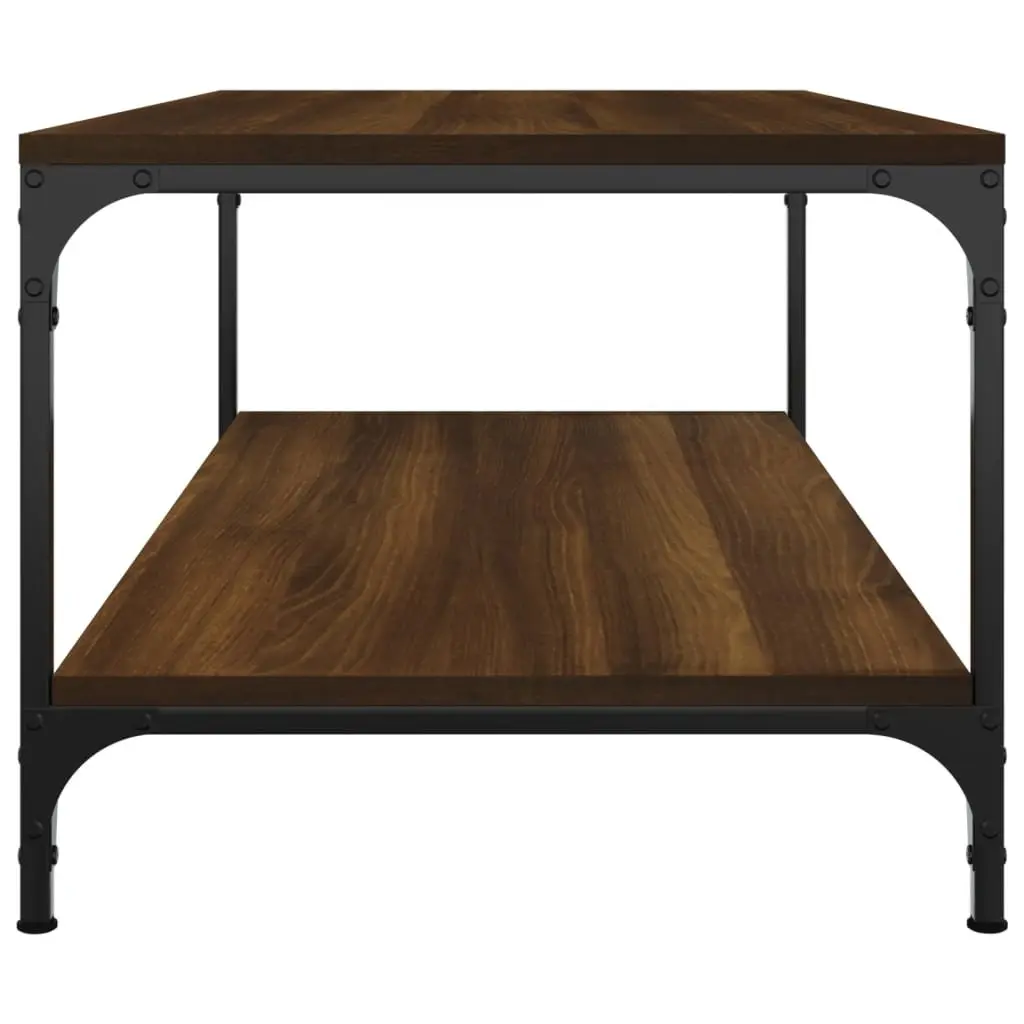 Coffee Table 100x50x40 cm Brown Oak Engineered Wood Steel Frame Storage