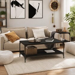 Stylish Coffee Table in Black with Storage Solution
