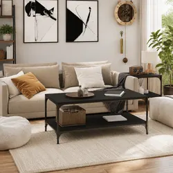 Stylish Coffee Table in Black with Storage Solution