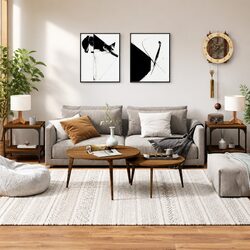 Brown Oak Side Tables Set for Living Room 40x40x40 cm