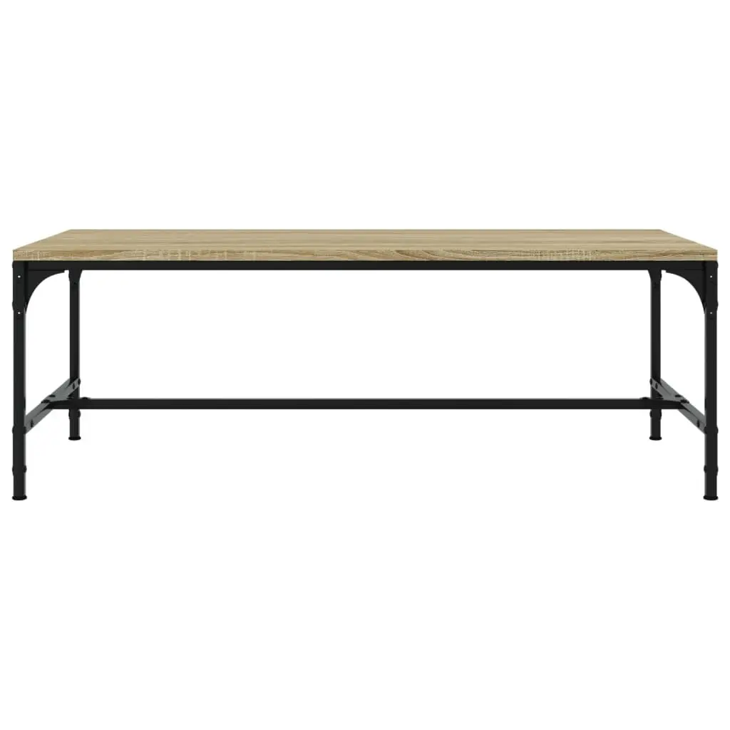 Coffee Table 80x50x35 cm Brown Engineered Wood Steel Frame Adjustable Legs