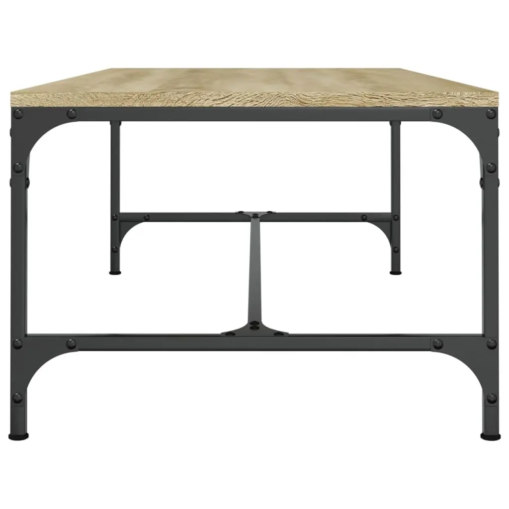 Coffee Table 80x50x35 cm Brown Engineered Wood Steel Frame Adjustable Legs