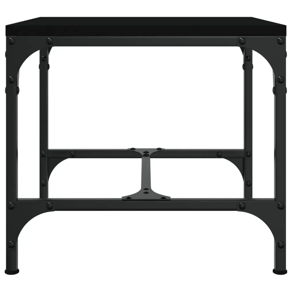 Side Tables 40x40x35 cm Black Engineered Wood Top Steel Frame 2 Piece Set
