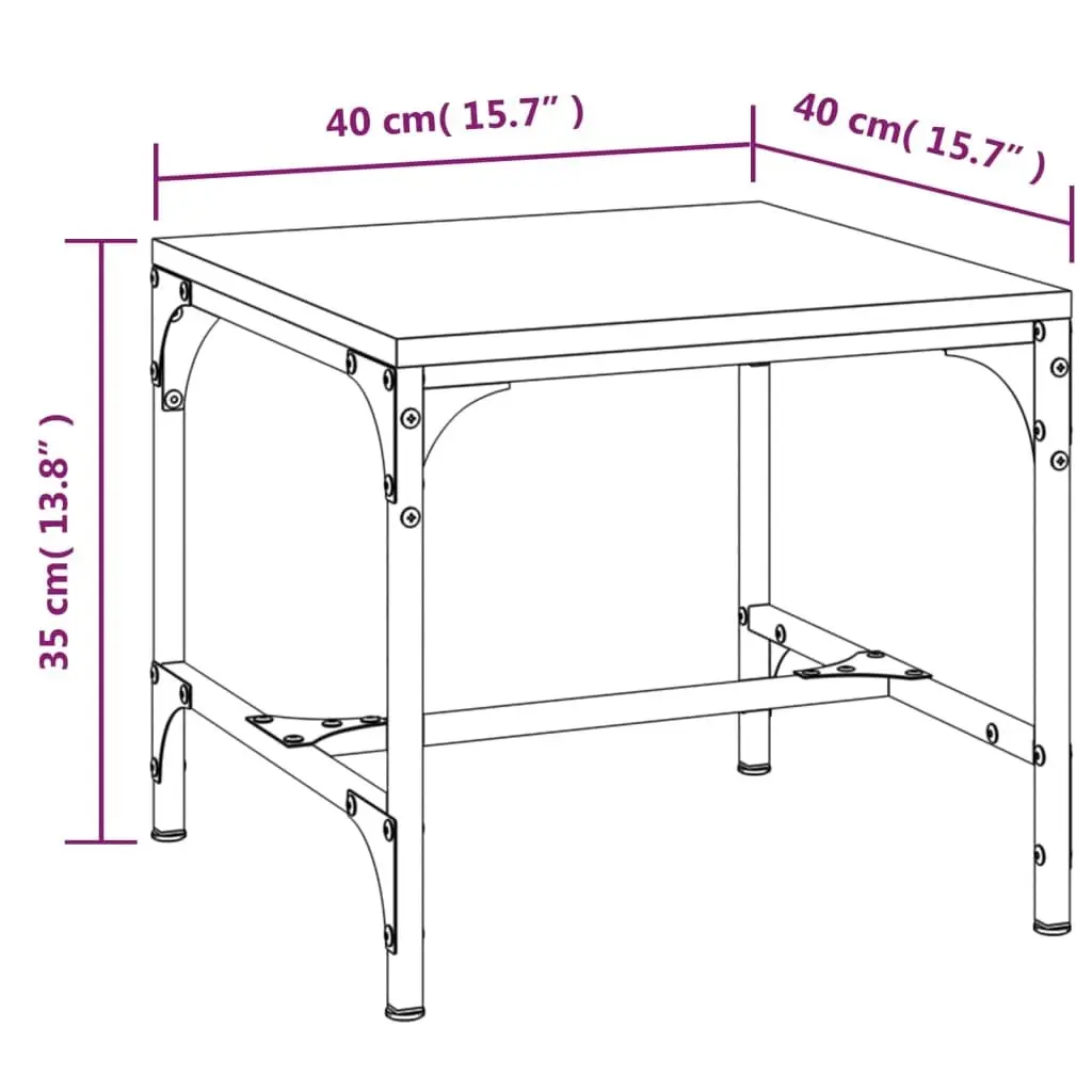 Side Tables 40x40x35 cm Black Engineered Wood Top Steel Frame 2 Piece Set