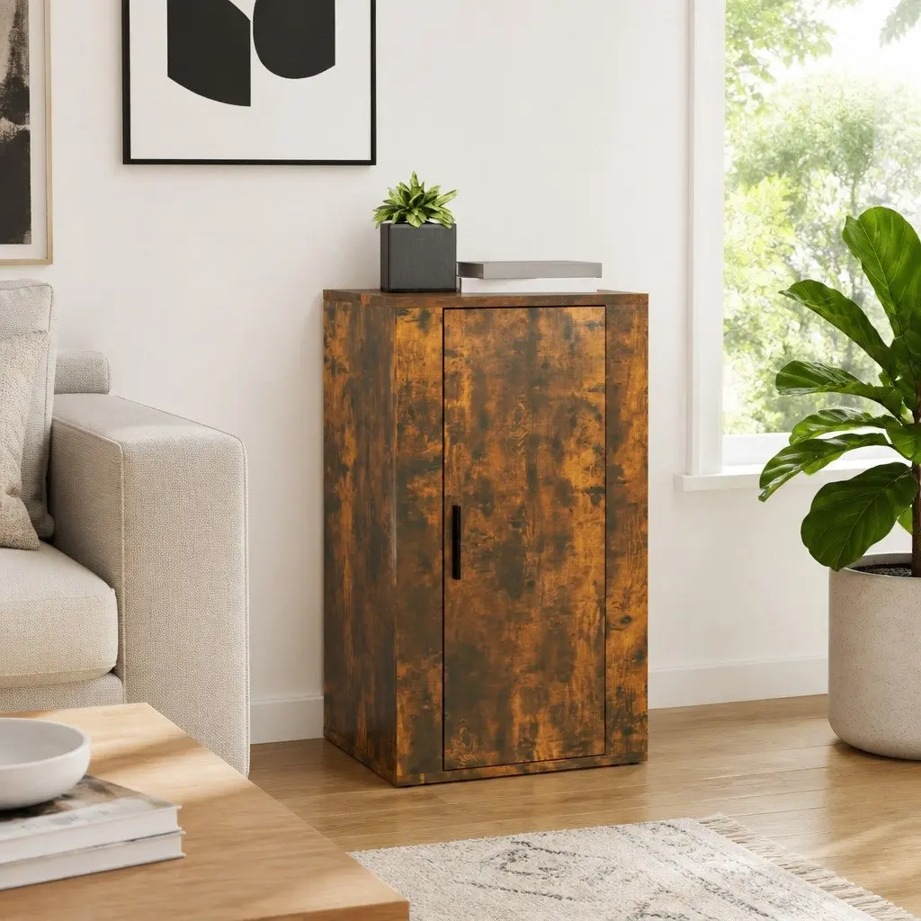 Sideboard Storage Cabinet 40W x 33D x 70H cm Brown Engineered Wood Buffet with Door Compartments