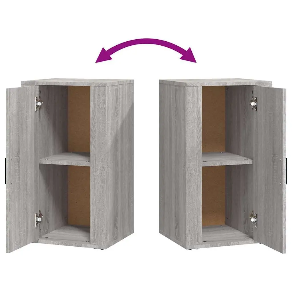 Grey Sideboard Storage Cabinet 40x33x70cm Engineered Wood with Spacious Compartments