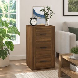 Sideboard Brown Oak 40x33x70cm Storage Cabinet 3 Drawers Engineered Wood