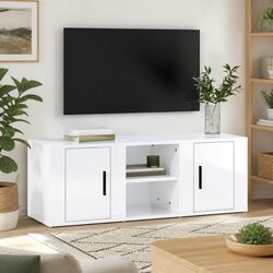 Elegant Media Storage Unit in High Gloss White Finish