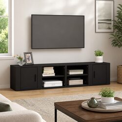 Enhance Your Space with 2 pcs Black TV Cabinets 80x31.5x36 cm