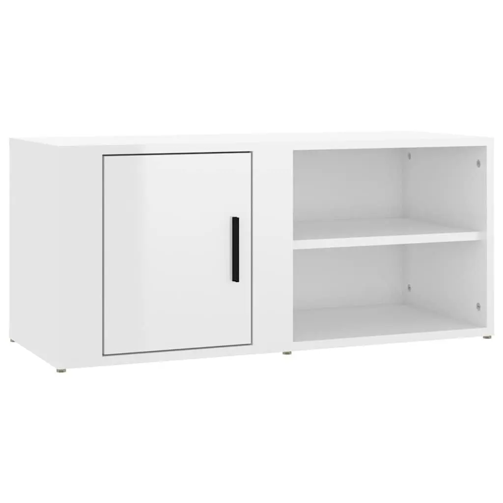 TV Cabinets 80x31.5x36 cm High Gloss White 2 Piece Media Storage Unit