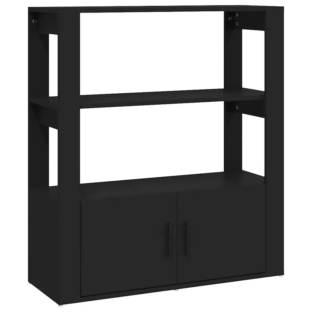 Storage Cabinet Black 80x30x90cm Engineered Wood Sideboard with Doors and Shelves