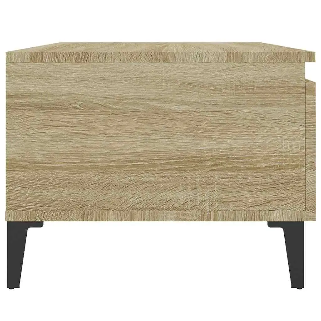 Brown Engineered Wood Side Tables 2 Piece with Drawer Storage and Metal Feet