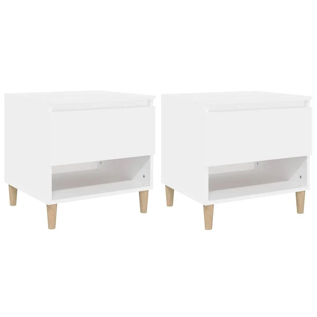 Bedside Tables 50x46x50 cm White Storage Nightstands Engineered Wood Set of 2