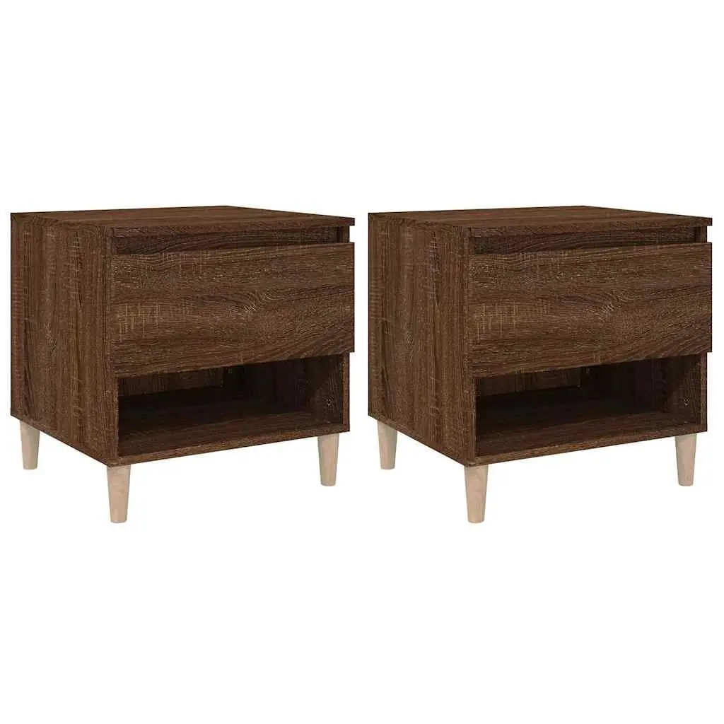 Bedside Tables 50x46x50 cm Brown Oak Engineered Wood Storage 2 pcs