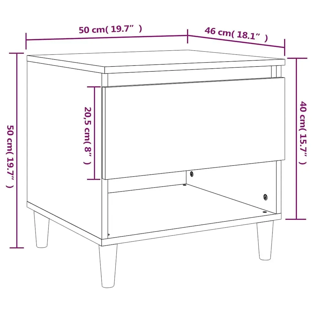 Bedside Tables 50x46x50 cm Brown Oak Engineered Wood Storage 2 pcs