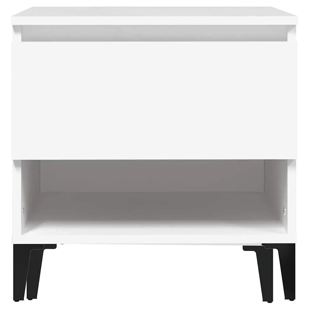 Side Table White End Table Living Room Storage Drawer Compartment Industrial