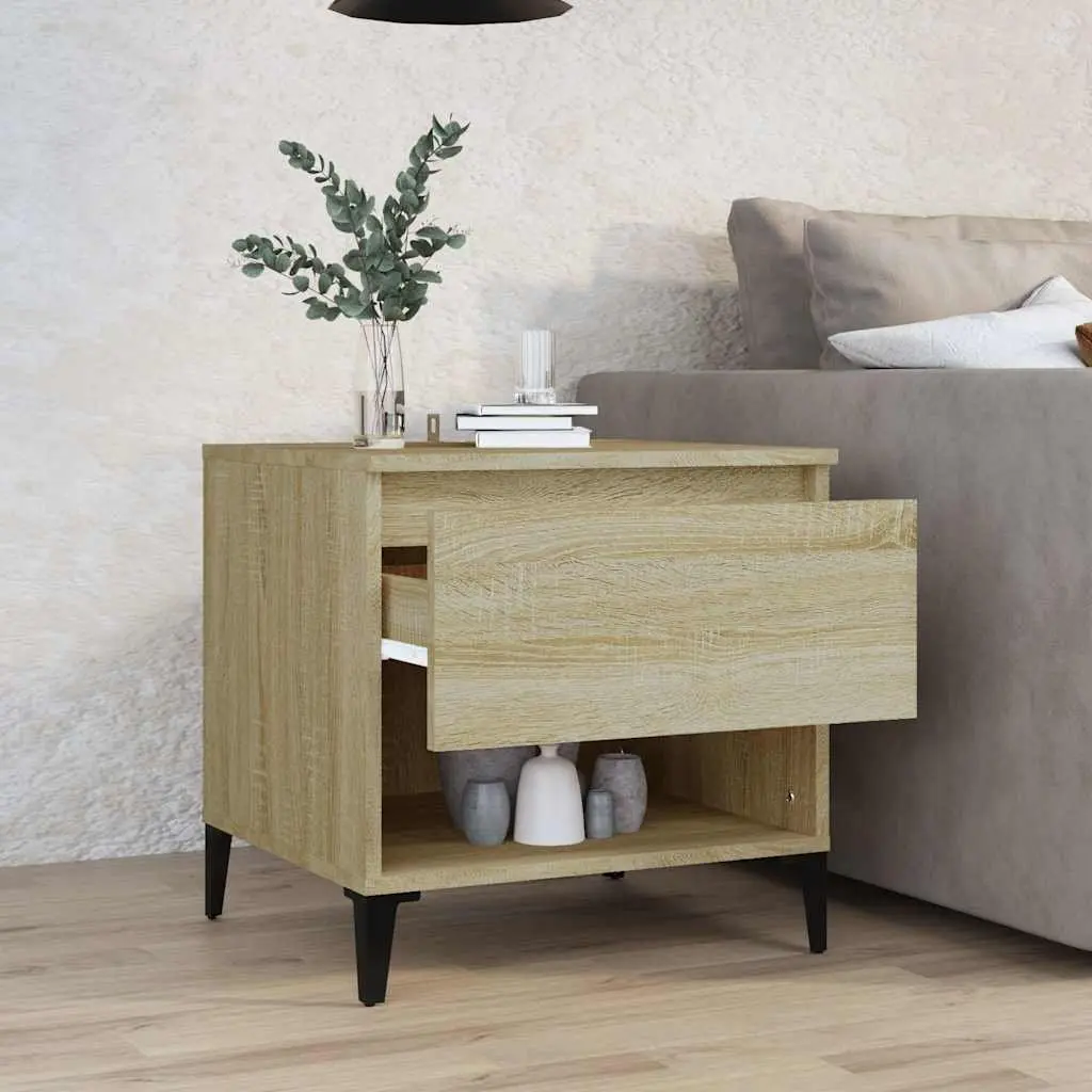 End Table Brown Engineered Wood with Storage Drawer and Compartment