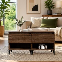 Enhance Your Living Room with Brown Oak Side Tables - Set of 2