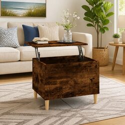 Lift Top Coffee Table Brown Engineered Wood Storage Compartment Living Room
