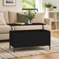 Stylish Black Coffee Table with Lift-Top and Storage