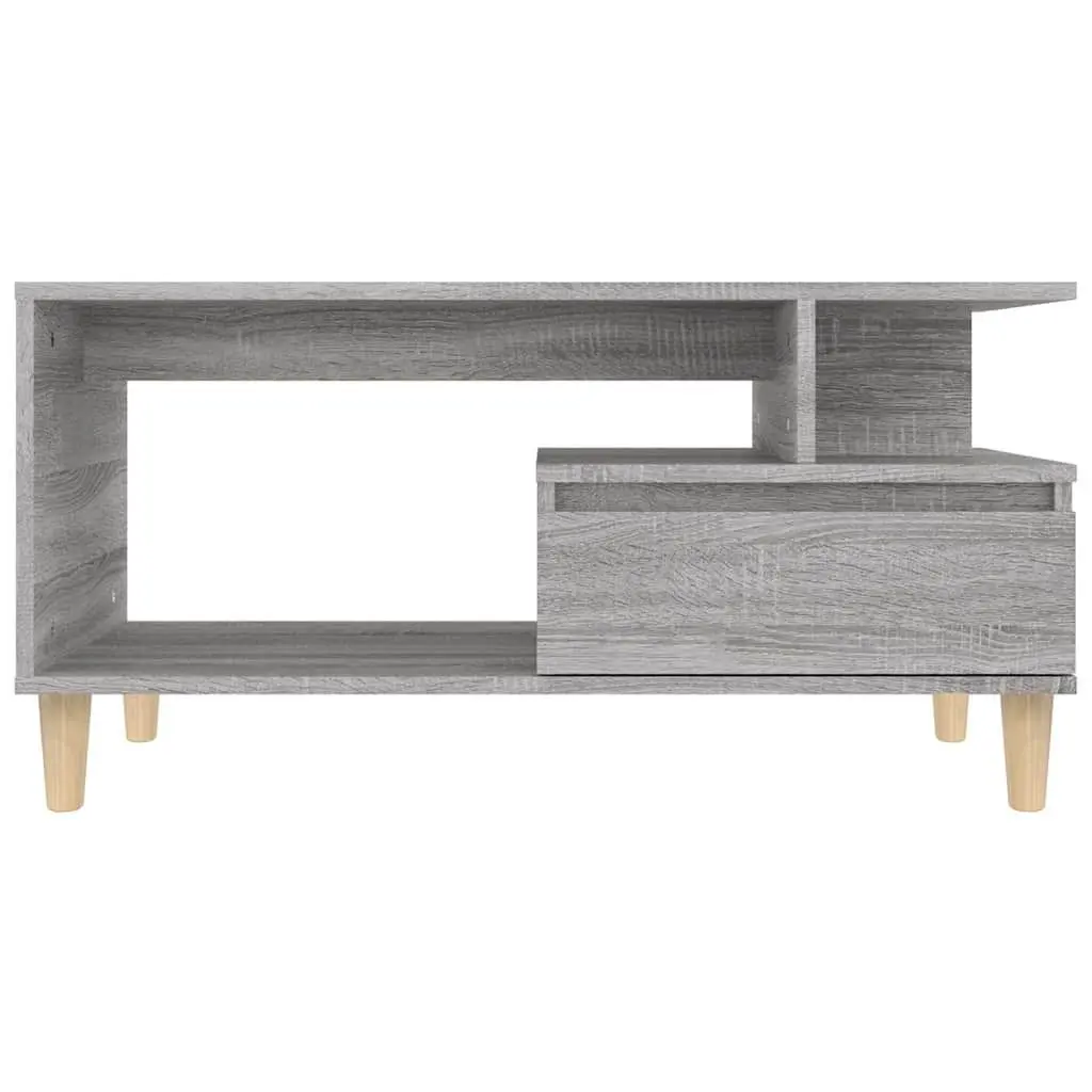 Coffee Table 90x49x45cm Grey Engineered Wood Open Compartment Drawer Storage