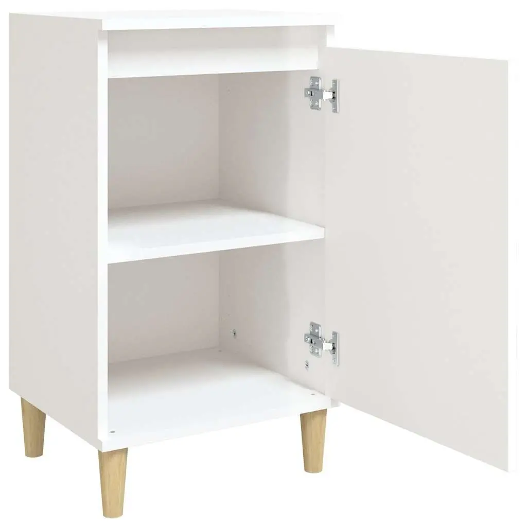 Bedside Cabinet 40x35x70cm White High Gloss Storage Table Wooden Legs