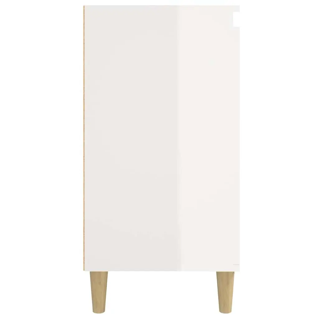 Bedside Cabinet 40x35x70cm White High Gloss Storage Table Wooden Legs