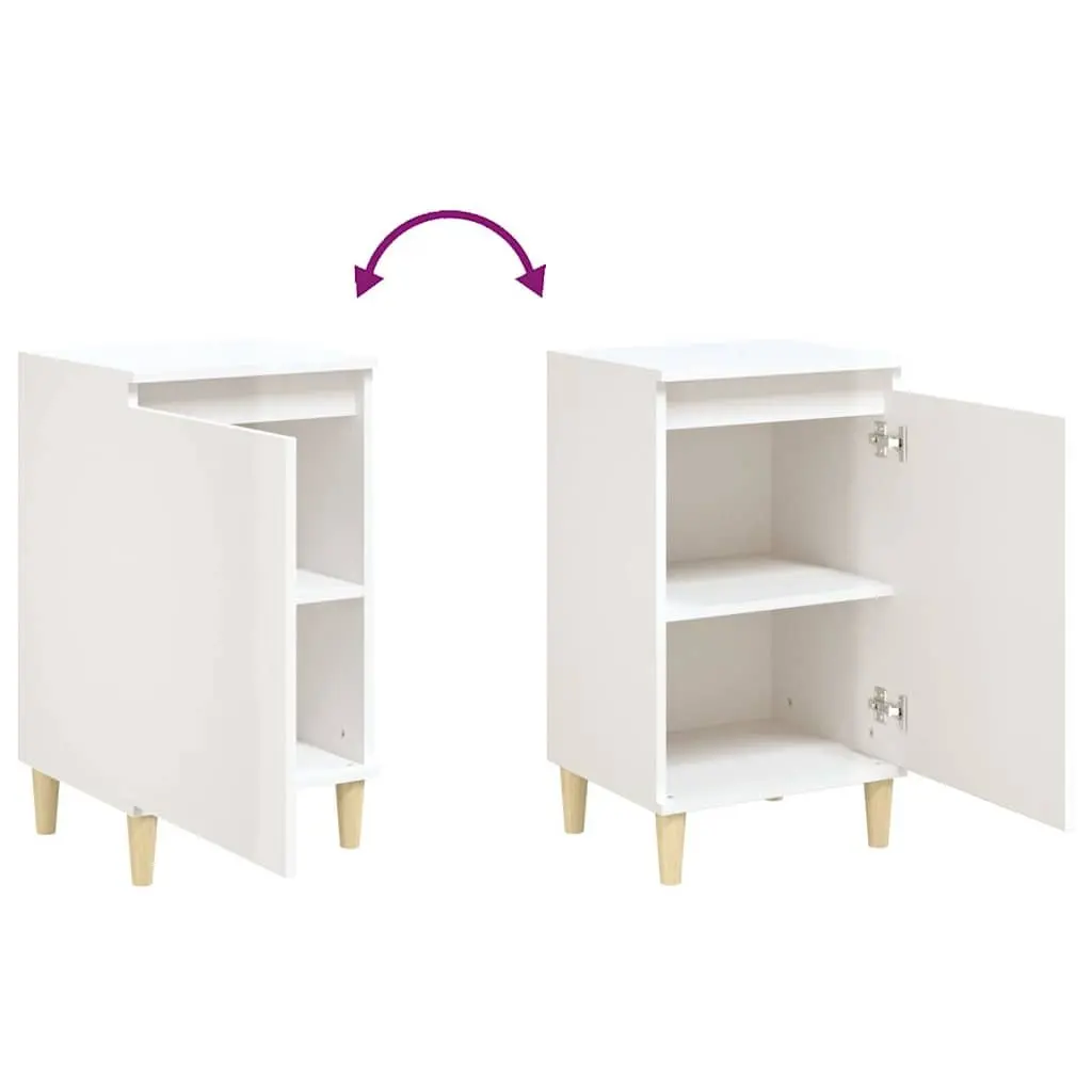 Bedside Cabinet 40x35x70cm White High Gloss Storage Table Wooden Legs