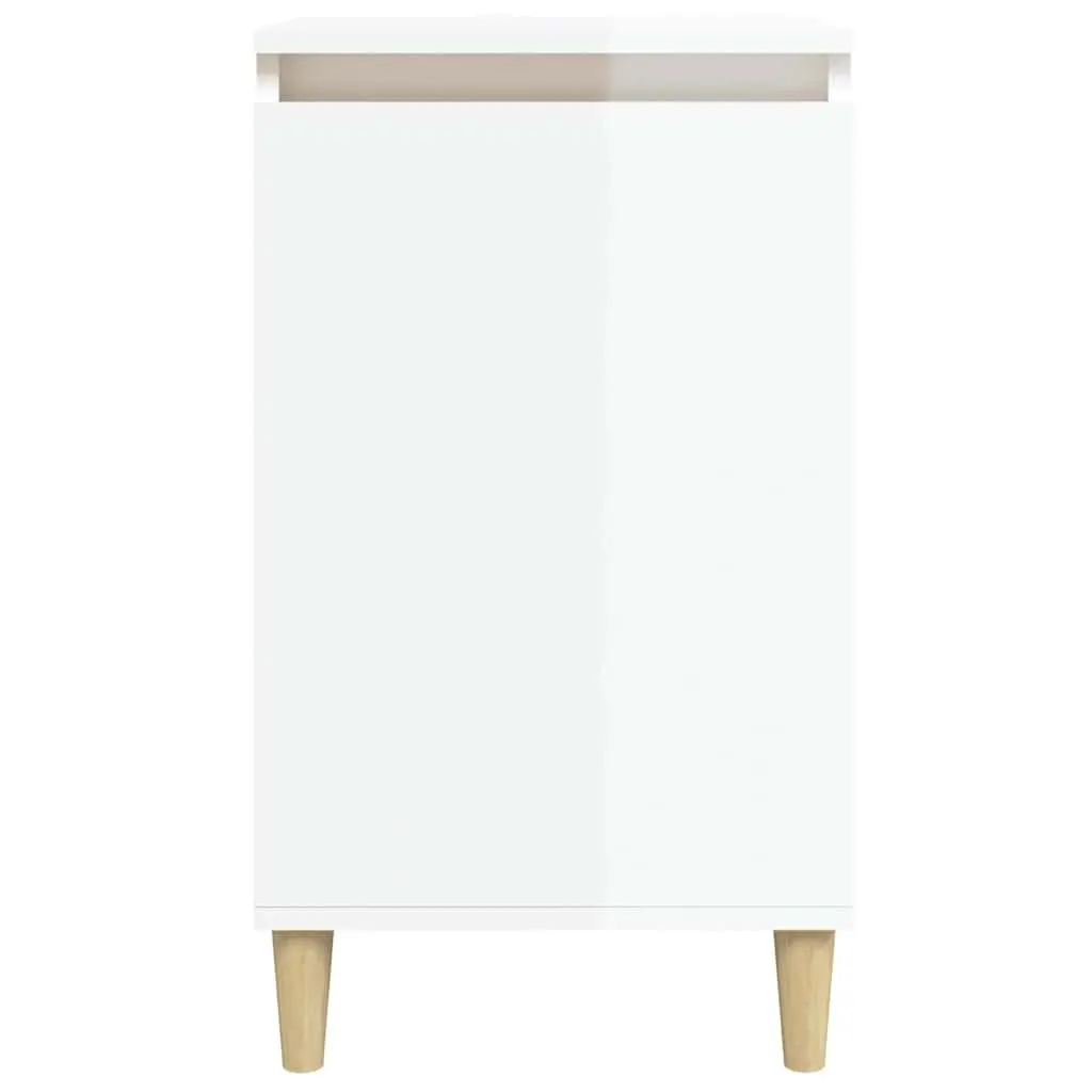 Bedside Cabinets 2 pcs White High Gloss Storage Nightstands Engineered Wood