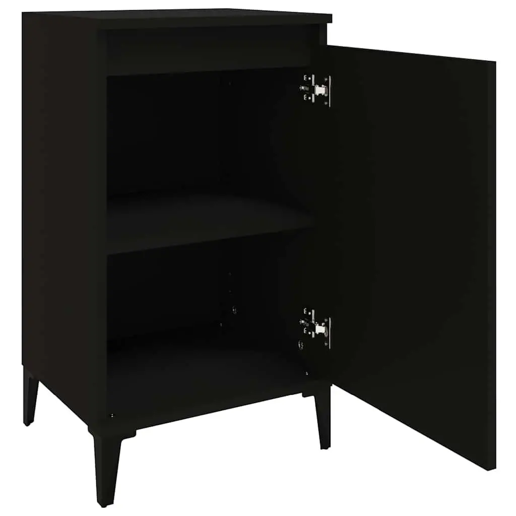 Bedside Cabinets 2 pcs Black Nightstand with Door Storage